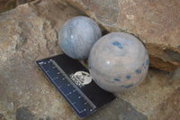 Polished Blue Spotted Spinel Quartz Spheres x 5 From Madagascar