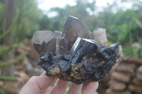 Natural Schorl Black Tourmaline & Smokey Quartz Specimens With Hyalite Opal x 2 From Erongo Mountains, Namibia - TopRock