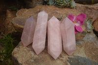 Polished Double Terminated Pink Rose Quartz Points  x 4 From Ambatondrazaka, Madagascar - TopRock