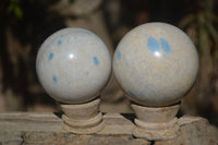 Polished Blue Spotted Spinel Quartz Spheres x 5 From Madagascar