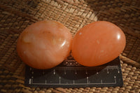 Polished Orange Twist Calcite Galets / Palm Stones x 20 From Maevantanana, Madagascar