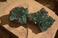 Natural Crystalline Malachite Specimens  x 2 From Congo