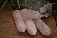 Polished Double Terminated Pink Rose Quartz Points  x 4 From Ambatondrazaka, Madagascar - TopRock