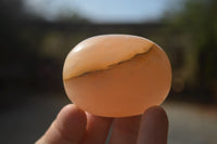 Polished Orange Twist Calcite Galets / Palm Stones x 20 From Maevantanana, Madagascar