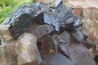 Natural Schorl Black Tourmaline & Smokey Quartz Specimens With Hyalite Opal x 2 From Erongo Mountains, Namibia - TopRock