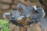 Natural Schorl Black Tourmaline & Smokey Quartz Specimens With Hyalite Opal x 2 From Erongo Mountains, Namibia - TopRock