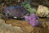 Natural Large Metallic Purpurite Cobbed Specimens x 2 From Erongo, Namibia