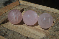 Polished Rare Star Rose Quartz Spheres x 3 From Ambatondrazaka, Madagascar - Toprock Gemstones and Minerals 