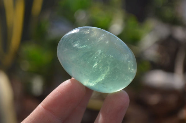 Polished Emerald Fluorite Palm Stones  x 20 From Madagascar