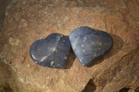 Polished  Blue Lazulite Gemstone Hearts  x 20 From Madagascar