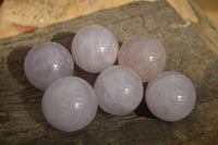 Polished Blue Rose Quartz Spheres x 6 From Ambatondrazaka, Madagascar