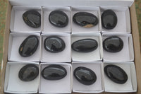 Polished Schorl Black Tourmaline Palm Stones  x 6 From Madagascar - Toprock Gemstones and Minerals 