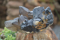 Natural Schorl Black Tourmaline & Smokey Quartz Specimens With Hyalite Opal x 2 From Erongo Mountains, Namibia - TopRock