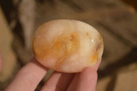 Polished Orange Twist Calcite Galets / Palm Stones x 20 From Maevantanana, Madagascar