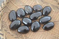 Polished Schorl Black Tourmaline Palm Stones  x 6 From Madagascar - Toprock Gemstones and Minerals 