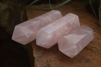 Polished Double Terminated Pink Rose Quartz Points  x 4 From Ambatondrazaka, Madagascar - TopRock