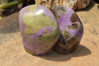 Polished Purple Stichtite & Green Serpentine Standing Free Forms  x 2 From Barberton, South Africa - TopRock