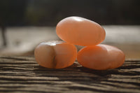 Polished Orange Twist Calcite Galets / Palm Stones x 20 From Maevantanana, Madagascar