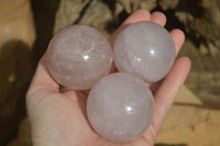 Polished Blue Rose Quartz Spheres x 6 From Ambatondrazaka, Madagascar