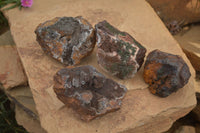 Natural Drusy Coated Dolomite With Hematite & Libethenite Specimens  x 4 From Congo