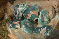 Polished One Side Polished Emerald Mtorolite Plates  x 6 From Zimbabwe