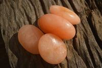 Polished Orange Twist Calcite Galets / Palm Stones x 20 From Maevantanana, Madagascar