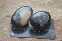 Polished Schorl Black Tourmaline Palm Stones  x 6 From Madagascar - Toprock Gemstones and Minerals 