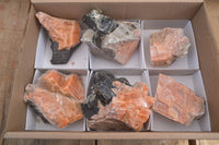 Natural New Sunset Orange Calcite Specimens  x 6 From Spitzkop, Namibia