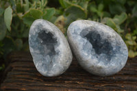 Natural Crystal Centred Blue Celestite Eggs  x 3 From Sakoany, Madagascar - Toprock Gemstones and Minerals 