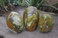 Polished Green Opal Standing Free Forms  x 3 From Madagascar - Toprock Gemstones and Minerals 