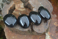 Polished Schorl Black Tourmaline Palm Stones  x 6 From Madagascar - Toprock Gemstones and Minerals 