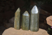 Polished Banded Green Fuchsite Quartz Points  x 3 From Madagascar