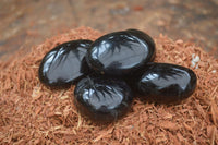 Polished Schorl Black Tourmaline Palm Stones  x 6 From Madagascar - Toprock Gemstones and Minerals 