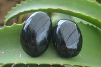 Polished Schorl Black Tourmaline Palm Stones  x 6 From Madagascar - Toprock Gemstones and Minerals 