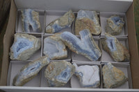 Natural Blue Lace Agate Geode Specimens  x 12 From Nsanje, Malawi - Toprock Gemstones and Minerals 