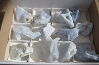 Natural Etched Blue Chalcedony Specimens  x 12 From Nsanje, Malawi