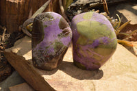 Polished Purple Stichtite & Green Serpentine Standing Free Forms  x 2 From Barberton, South Africa - TopRock