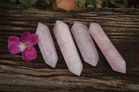 Polished Double Terminated Pink Rose Quartz Points  x 4 From Ambatondrazaka, Madagascar - TopRock