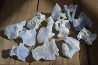 Natural Etched Blue Chalcedony Specimens  x 12 From Nsanje, Malawi