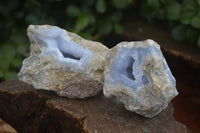 Natural Blue Lace Agate Geode Specimens  x 12 From Nsanje, Malawi - Toprock Gemstones and Minerals 