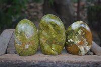 Polished Green Opal Standing Free Forms  x 3 From Madagascar - Toprock Gemstones and Minerals 