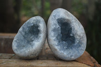 Natural Crystal Centred Blue Celestite Eggs  x 3 From Sakoany, Madagascar - Toprock Gemstones and Minerals 