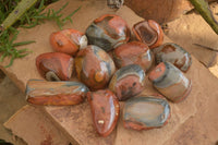 Polished One Side Polished Polychrome Jasper Nodules  x 12 From Mahajanga, Madagascar