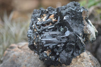 Natural Schorl Black Tourmaline Specimens With Hyalite Opal x 2 From Erongo Mountains, Namibia - TopRock