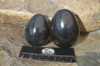 Polished Black Basalt Gemstone Eggs x 6 From Antsirabe, Madagascar