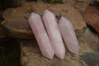 Polished Double Terminated Pink Rose Quartz Points  x 4 From Ambatondrazaka, Madagascar - TopRock