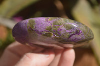 Polished Stichtite & Serpentine Free Forms With Silky Purple Threads x 3 From Barberton, South Africa