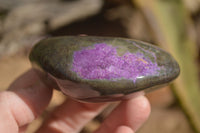 Polished Stichtite & Serpentine Free Forms With Silky Purple Threads x 3 From Barberton, South Africa