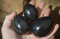 Polished Black Basalt Gemstone Eggs x 6 From Antsirabe, Madagascar