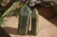 Polished Banded Green Fuchsite Quartz Points  x 3 From Madagascar